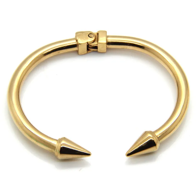 Top Quality Stainless Steel Jewelry Conical Arrows Bracelets & Bangles Wholesale 18K Gold Cone Nail Cuff Bracelet For Women