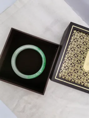 Translucent Light Green Jade Wide Bangle