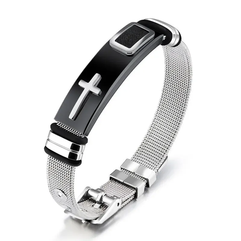 Trendy Christian Cross Adjustable Titanium Steel Men's Bracelet New Fashion Metal Religious Accessories Party Charming Jewelry