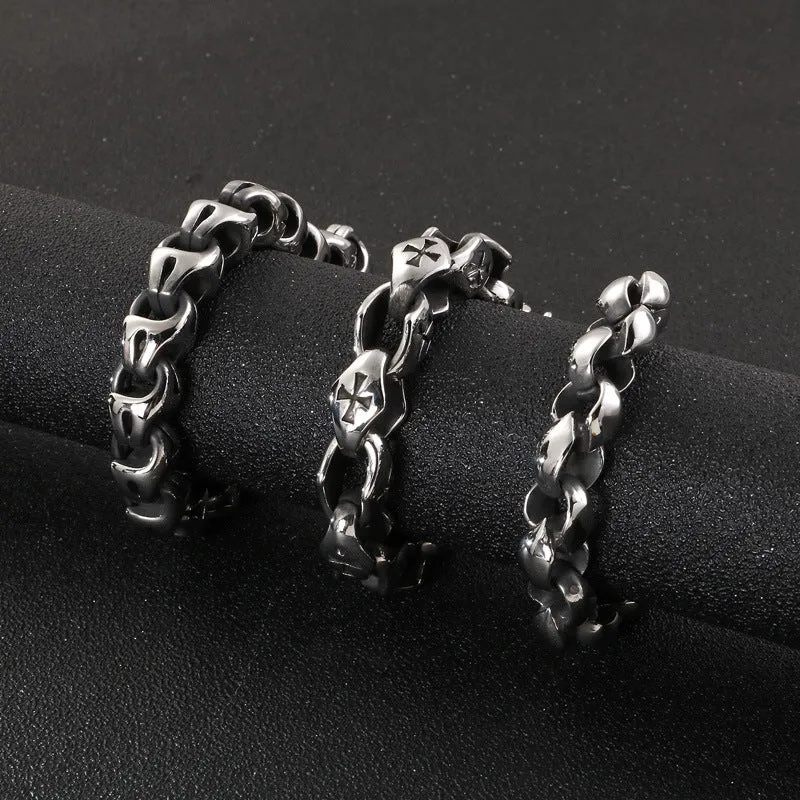 Trendy Titanium Steel Men's Bracelet with Cross Design