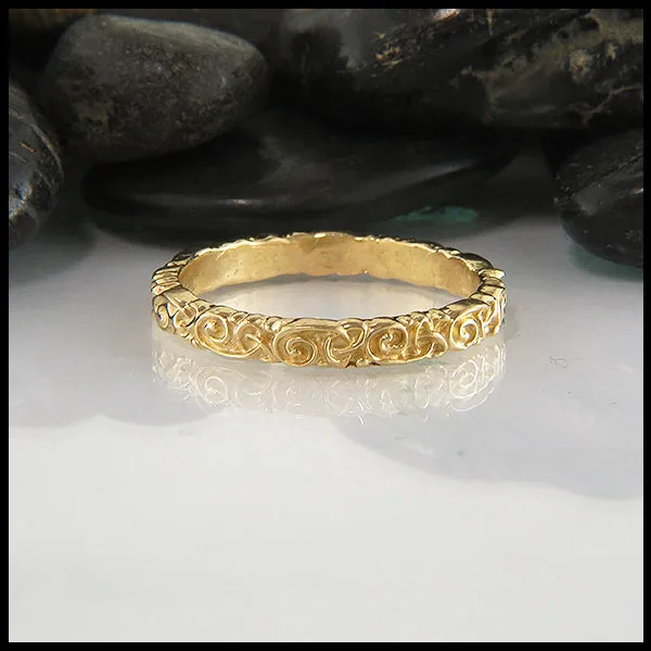 Trinity Scroll Stacking Ring in 14K Gold