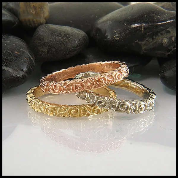 Trinity Scroll Stacking Ring in 14K Gold