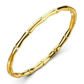 Trunket Bamboo Design Stainless Steel Bangle in Gold