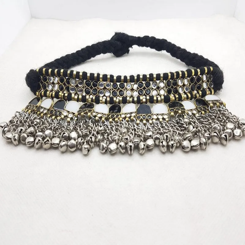 Turkmen Handmade Choker With Black and White Stones