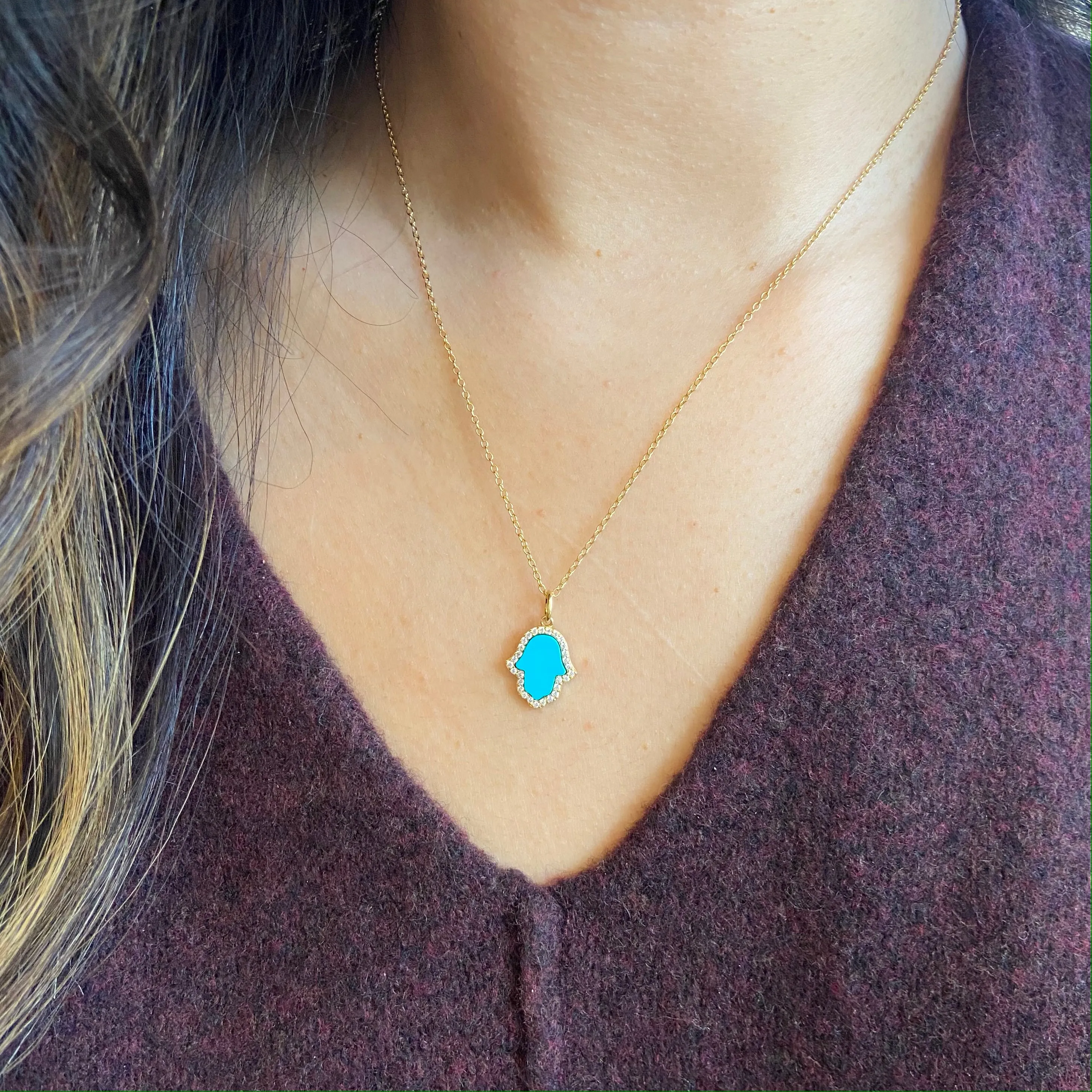 Turquoise Hamsa Hand Necklace