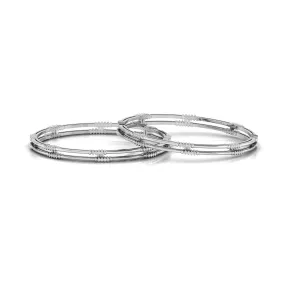 Two Layer Design Silver Bangle