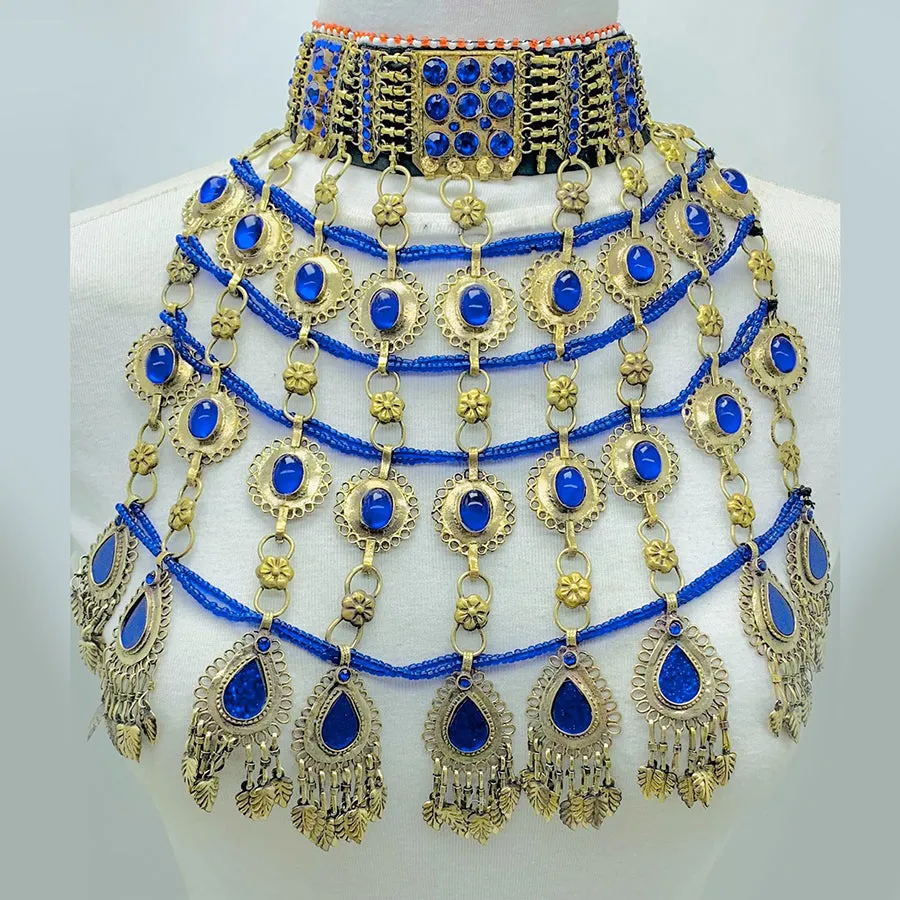 Unique Blue Stones Oversized Necklace