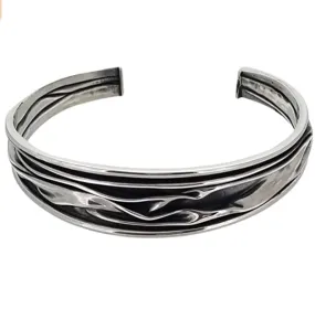 Unique Sterling Silver Multi-Layer 'Crush' Cuff Bangle