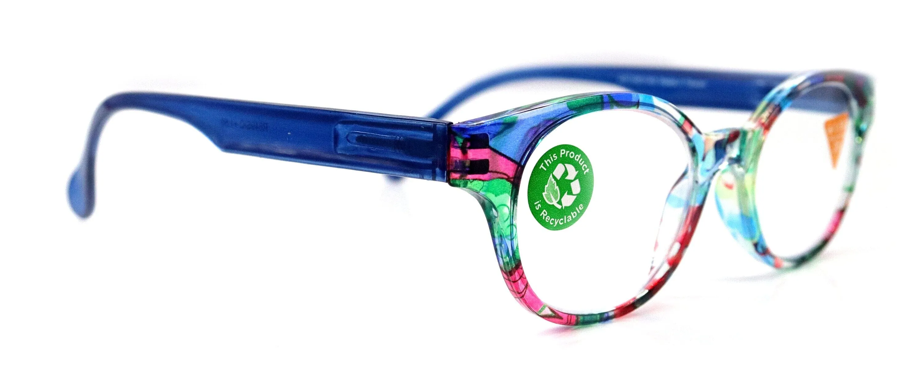 Versailles, (Premium) Reading Glasses High End Readers  1.25 ..  3.00 (Blue, Red Floral) Round Optical Frames. NY Fifth Avenue.