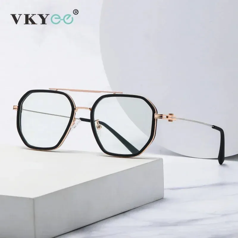 Vicky Mens Full Rim Double Bridge Square Alloy Reading Glasses Tj823