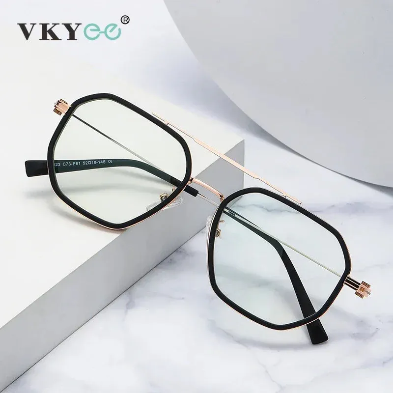 Vicky Mens Full Rim Double Bridge Square Alloy Reading Glasses Tj823