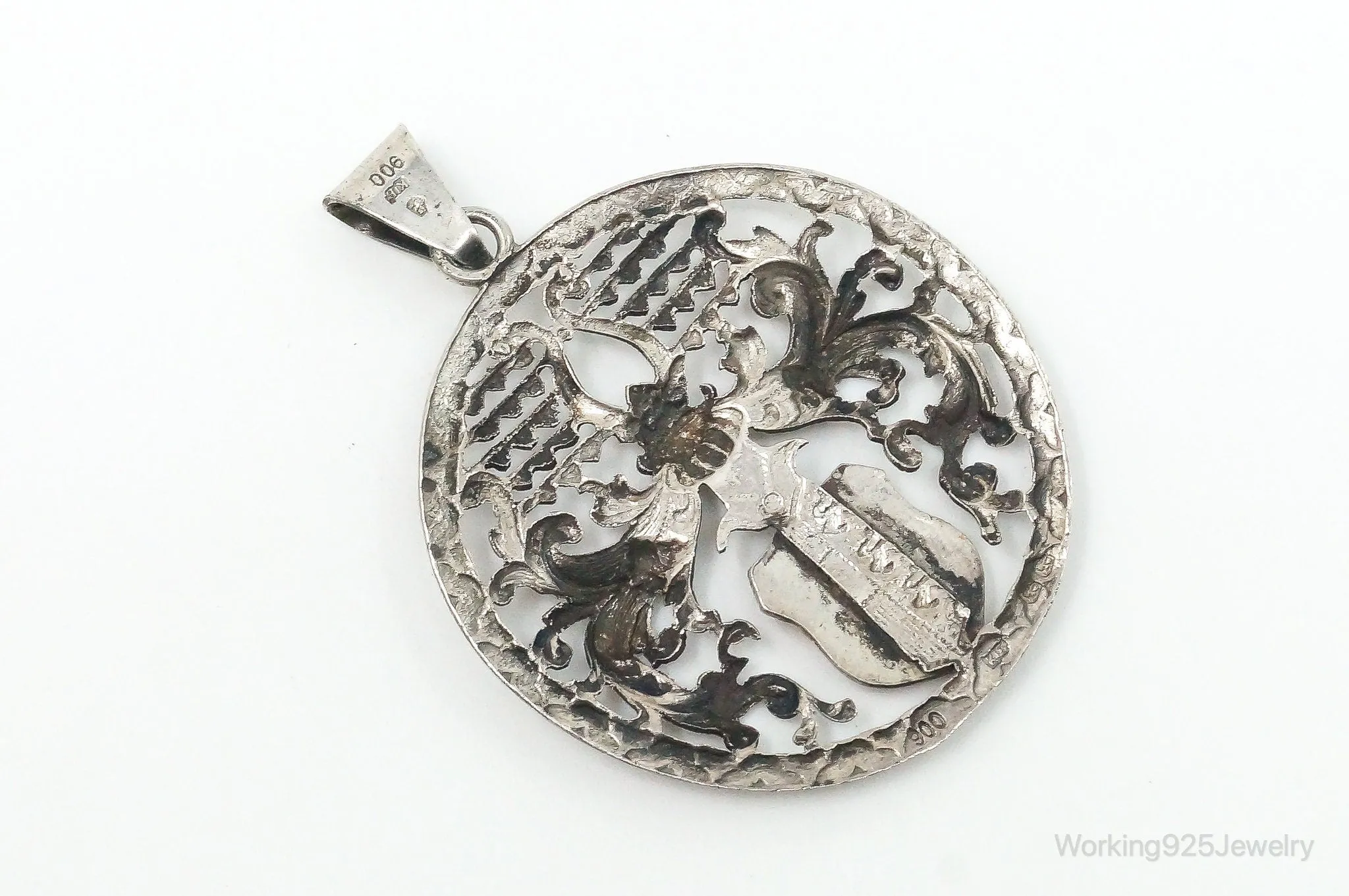 Vintage Karnten Austria Shield 900 Silver Necklace Pendant