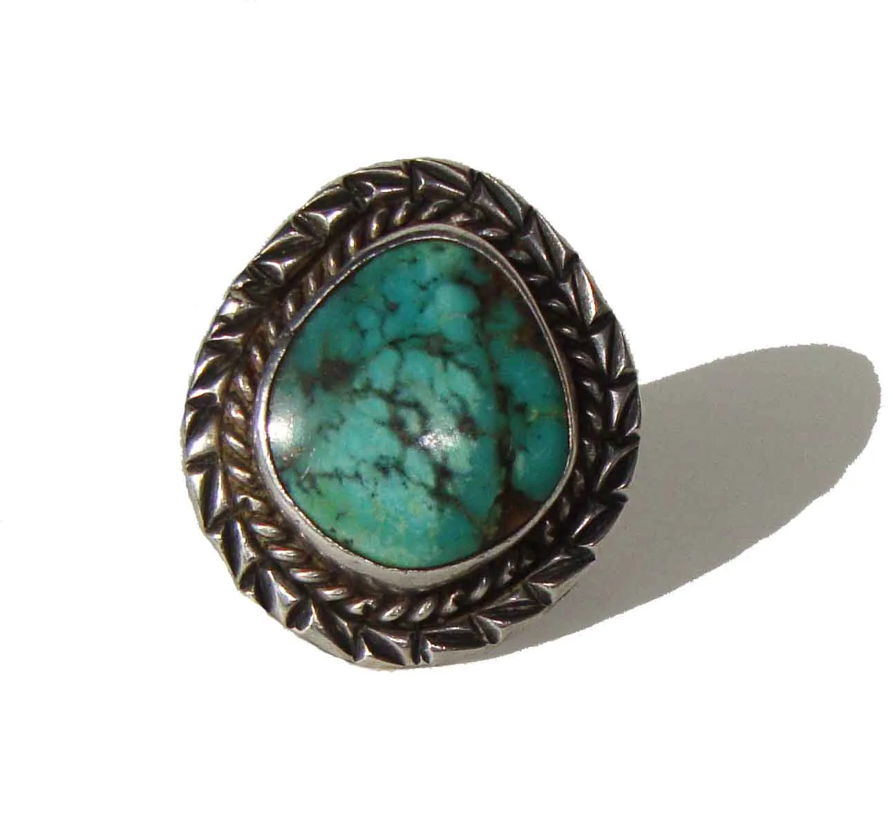 Vintage Navajo Indian Ring Sterling & Turquoise Sz 6.75