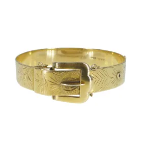 Vintage Solid 9ct Gold Excalibur Buckle Bangle