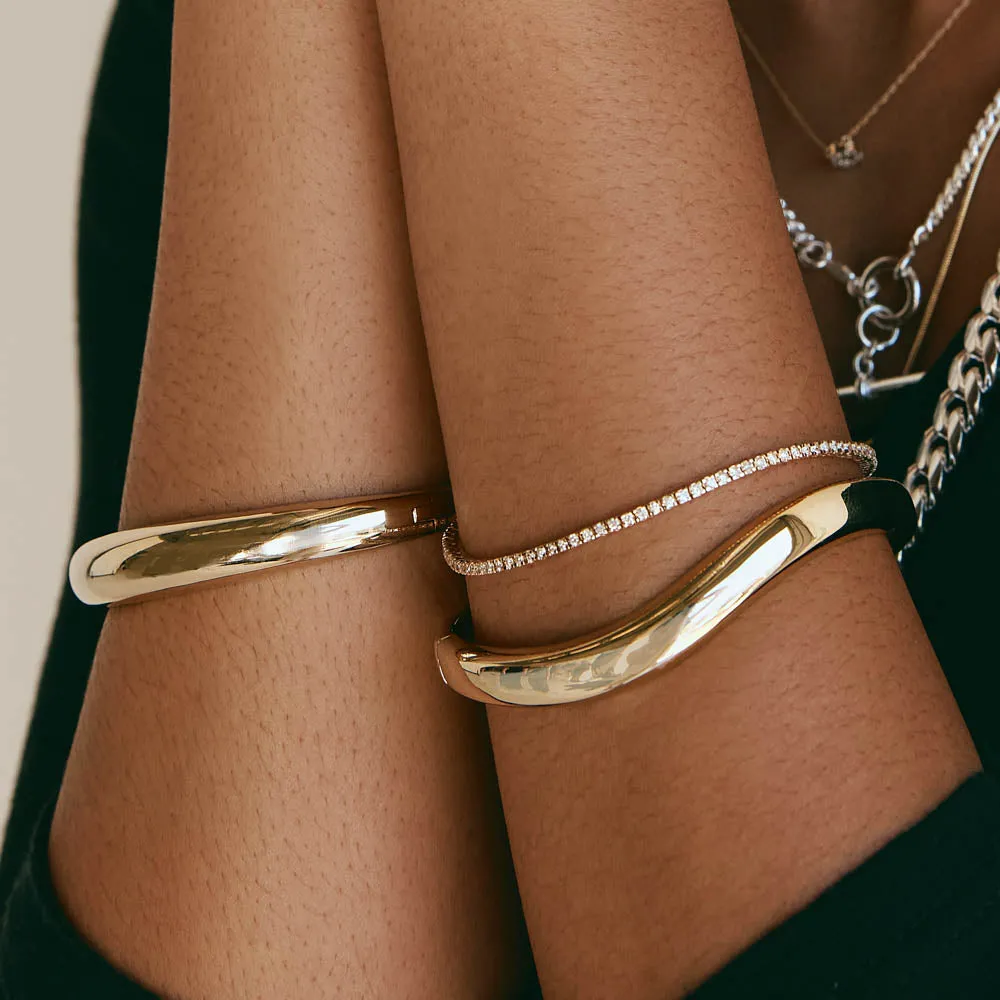 Wave Dome Bangle in Gold