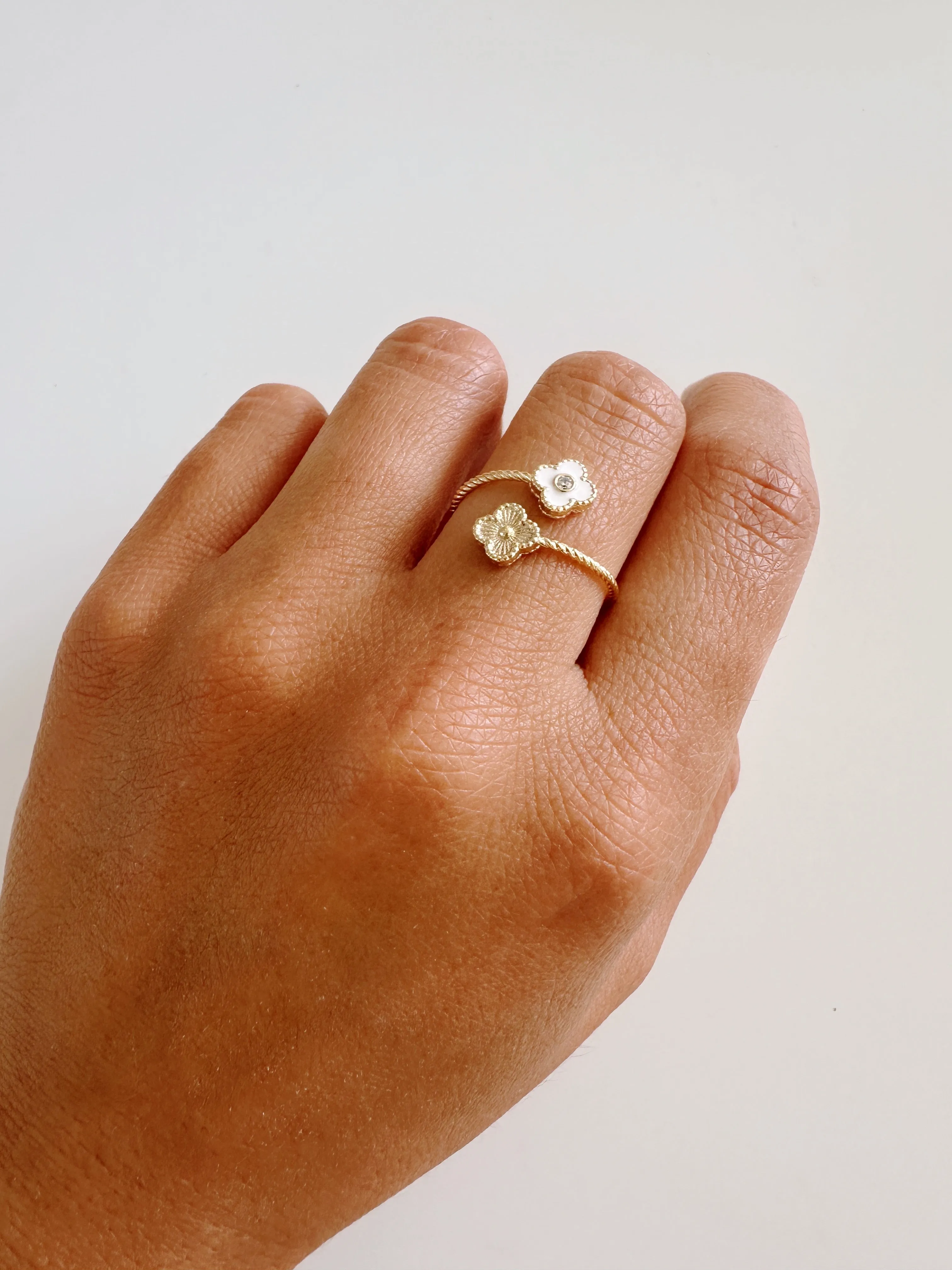 White Clover Crystal Ring