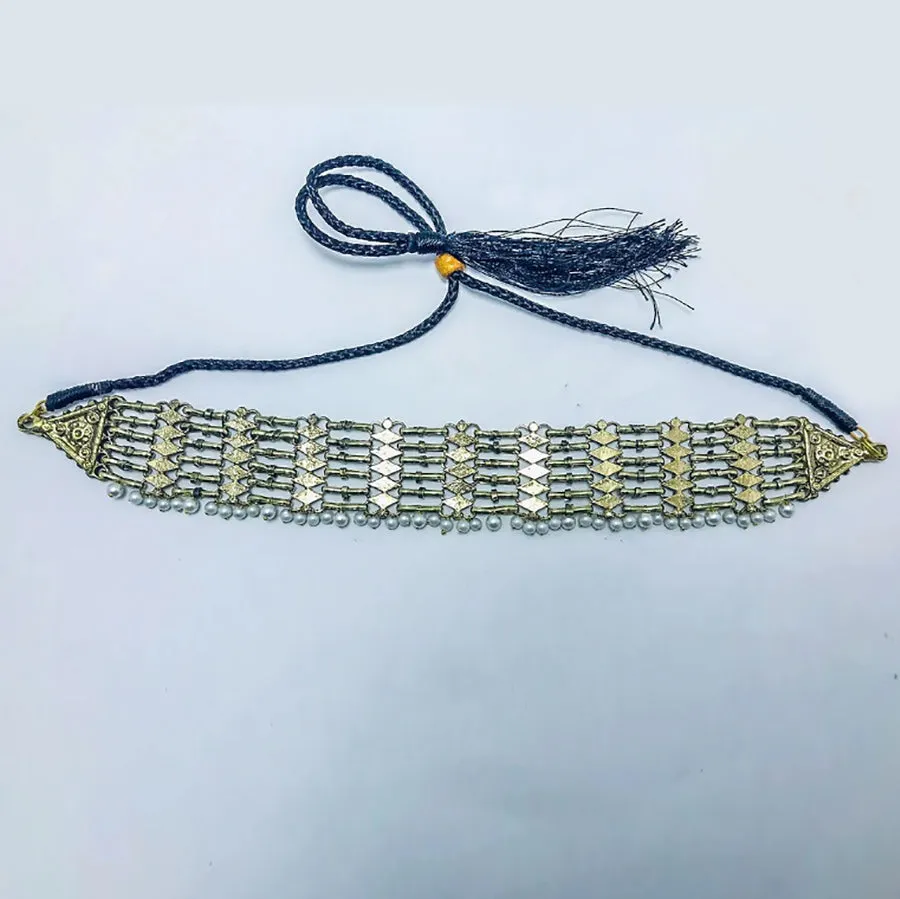 Woven Pearl Handmade Afghan Choker Necklace