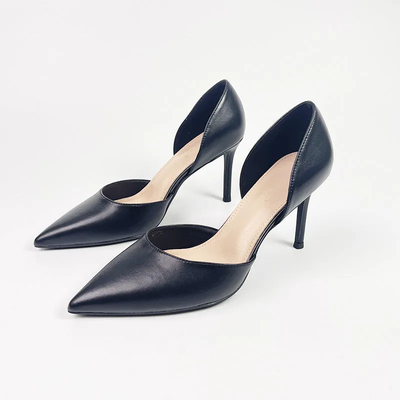 xiangtuibao Korean Style Microfiber Solid Color Pointed Toe Pumps Women's Fashionable Elegant Ol Stiletto Heel High Heels Office White Collar Work Shoes Wholesale