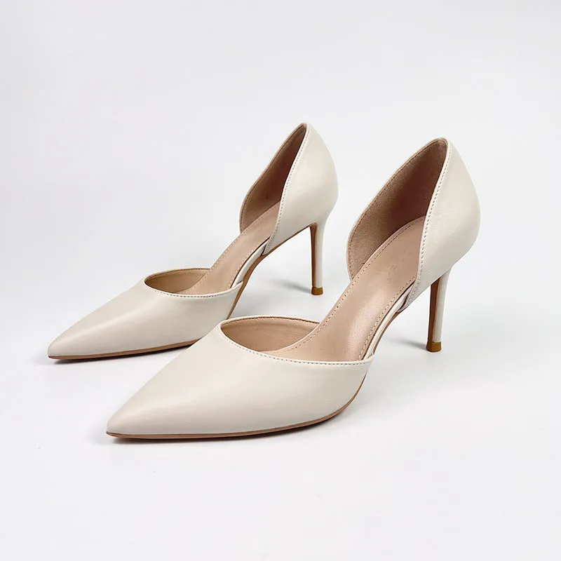 xiangtuibao Korean Style Microfiber Solid Color Pointed Toe Pumps Women's Fashionable Elegant Ol Stiletto Heel High Heels Office White Collar Work Shoes Wholesale