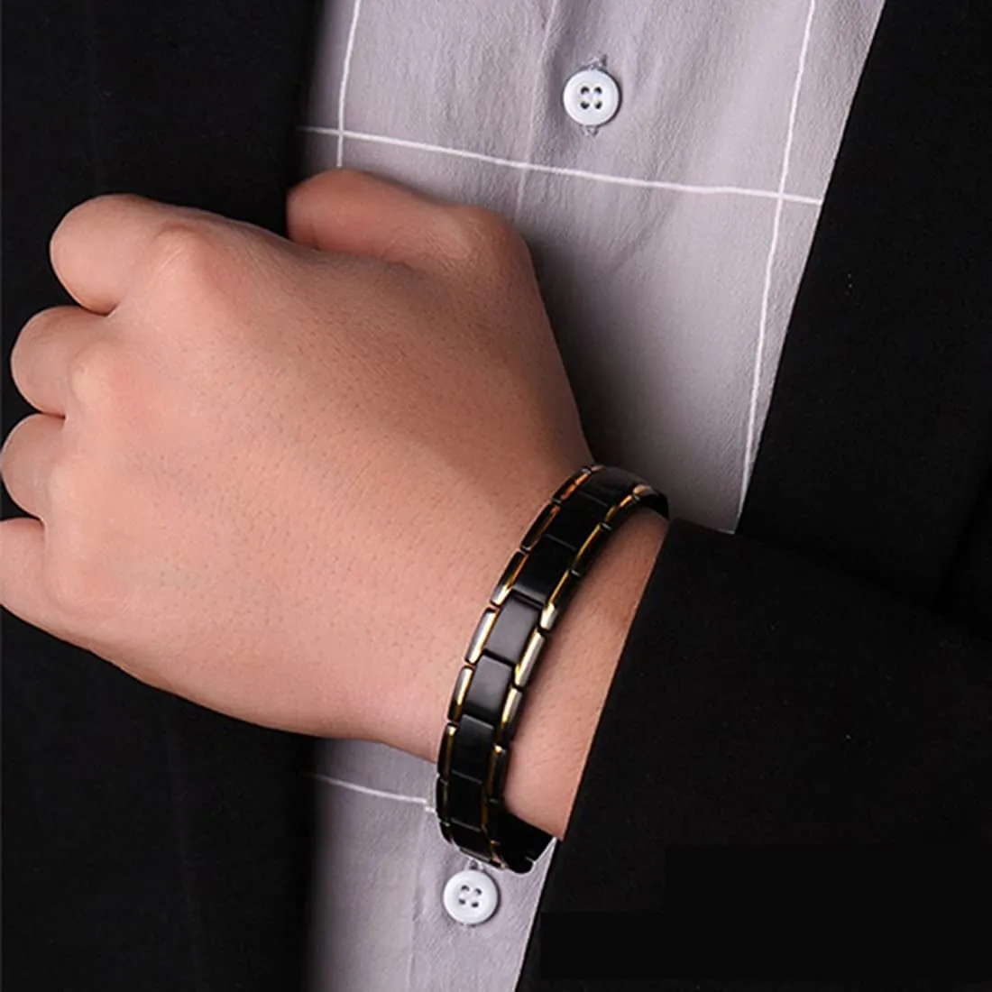 Yellow Chimes Bracelets for Men and Boys Fashion Black Bracelet for Men | Stainless Steel Chain Bracelet for Men | Birthday Gift for Men and Boys Anniversary Gift for Husband