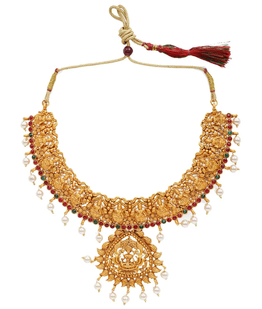 Yellow Chimes Traditional Jewellery Set for Women Ethnic Jewellery Set Gold Plated Temple Jewelry Set Traditional Choker Necklace Set for Women and Girls